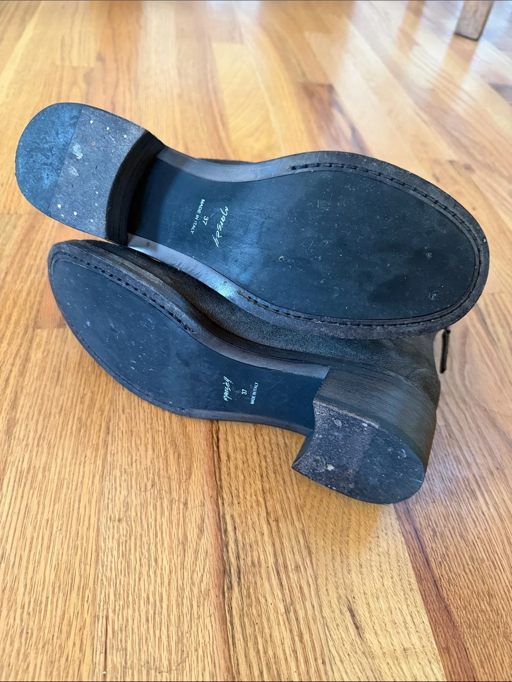 Marsell Listo Charcoal brown Suede Ankle Booties Made in Italy 37
